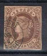 Sello 4 Cuartos 1862, Isabel II, Fechador RIVADABIA (Orense), Num 58 º - Gebruikt