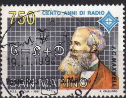 1991 Centenario Della Radio James Clerk Maxwell L. 750 - Used Stamps