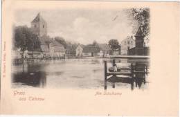 Gruss AusTeterow Am Schulkamp Wäschekorb Auf Dem Steg Die Wäscherin Fehlt Um 1905 Ungeteilte Rückseite Ungelaufen - Teterow