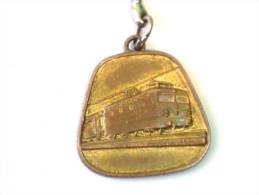 JŽ Yugoslavia Railway / TRAIN, Electric Locomotive OLD ENAMEL Porte-clés, Key Ring - Ferrovie