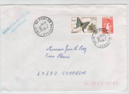 France Cover Pont Ste Maxence 10-10-1980 With A BUTTERFLY Stamp - Lettres & Documents