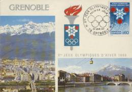 CARTE MAXIMUM  1967 GRENOBLE JEUX OLYMPIQUES HIVER # TELEPHERIQUE BASTILLE VERCORS - Hiver 1968: Grenoble