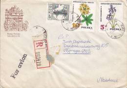 Poland Airmail Par Avion Registered Einschreiben SZCZECIN Label Cover Brief To NIJMEGEN Netherlands Brama Portowa Cachet - Ohne Zuordnung