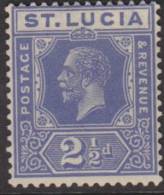 ST LUCIA 1921 KGV 2 1/2d Dull Blue SG 98 HM XW44 - St.Lucia (...-1978)
