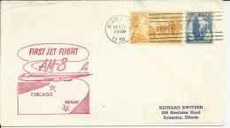 USA VUELO MIAMI CHICAGO 1959 CORREO AEREO AL DORSO MAT LLEGADA - 2a. 1941-1960 Afgestempeld