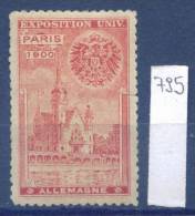 14K795 / Label 1900 PARIS UNIVERSAL EXPOSITION ALLEMAGNE - Deutschland Germany Allemagne France Frankreich Francia - 1900 – Parigi (Francia)