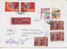 Switzerland Express Cover Sent To Sweden 1-4-1975 - Brieven En Documenten