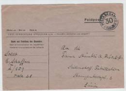 Switzerland Feldpostcover Sent To Zurich No Postmark On The Backside Of The Cover - Documenten