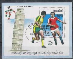 Cambodge 1990  - Football World Cup Italia 90 Souvenir Sheet Cancelled Very Fine - Other & Unclassified