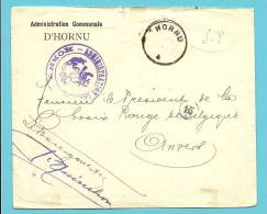 Brief "Administration Communale D'HORNU" Met Cirkelstempel Zonder Datummidden  HORNU (noodstempel) - Fortune (1919)