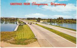 Cheyenne WY Wyoming, Highway Scene, Autos, C1960s Vintage Postcard - Cheyenne