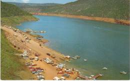 Flaming Gorge Lake WY Wyoming Utah Border, Boating Autos , C1950s/60s Vintage Postcard - Other & Unclassified