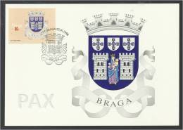 PORTUGAL - BRAGA - BRASÃO BRAZÃO DE ARMAS - COAT OF ARMS - ARMOIRIES - WAPENSCHILD - 2 SCANS - CARTE MAXIMUM - MAXICARD - Maximum Cards & Covers