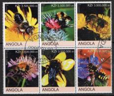 Angola 2000 Bees Block Of 6 CTO - Abeilles