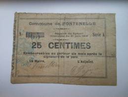 Aisne 02 Fontenelle , 1ère Guerre Mondiale 25 Centimes R - Bonos