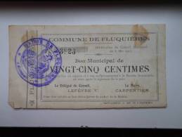 Aisne 02 Fluquières , 1ère Guerre Mondiale 25 Centimes R - Notgeld