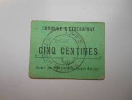 Aisne 02 Etréaupont , 1ère Guerre Mondiale 5 Centimes R - Bonos
