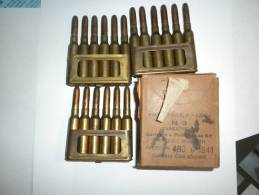 RARE BOITE DE 18 BALLES CARCANO AVEC CLIPS DE 1941 NEUTRALISEES - Sammlerwaffen