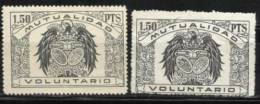 1615-2 Sellos Fiscales Formato Diferente MUTUALIDAD VOLUNTARIA,GRAN SELLO,SPAIN REVENUE FISCAUX STEMPELMARKEN FRANCOBOLL - Revenue Stamps