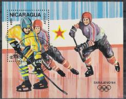 Nicaragua 1984 - Ice Hockey Olympic Winter Games Sarajevo 84 Souvenir Sheet Cancelled Very Fine - Winter 1984: Sarajevo