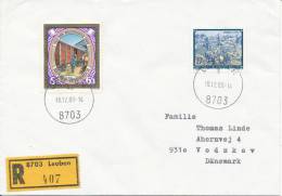 Austria Registered Cover Sent To Denmark Leoben 18-12-1989 With Topic Stamps - Briefe U. Dokumente