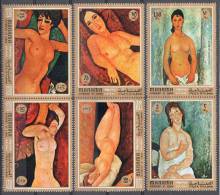 Manama 1971  Modigliani Nude Paintings -  Art 6v+s/s - MNH (**) - Desnudos