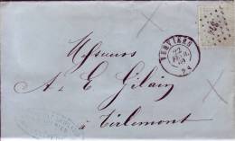 Lettre N° 18 LP 374 VERVIERS 22/2/69 Vers TIRLEMONT *TB* - 1865-1866 Linksprofil