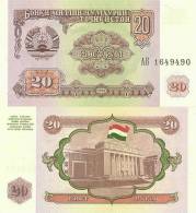 Tajikistan P4a, 20 Ruble, Majlisi (Parliament Building) $3CV - Tayikistán