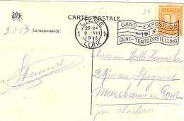 LPU5 - BELGIQUE CPA VOYAGEE LIEGE / MARCHIENNE 9/8/1913 FLAMME "GAND-EXPOSITION 1913" - Targhette