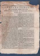 GAZETTE UNIVERSELLE OU PAPIER NOUVELLES 6 05 1792 - PAPE ROME - FRANCFORT - BRUXELLES - VALENCIENNES BIRON - LAFAYETTE - - Giornali - Ante 1800