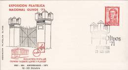 Argentina Exposicion Filatelica Nacional Olivos 1971 Card Carta General San Martin Franking (2 Scans) - Covers & Documents