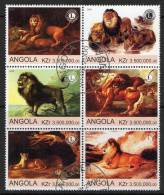 Angola 2000 Lions Block Of 6 CTO - Angola