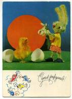 ENTIER  POSTAL RUSSIE   PÂQUES OEUF LAPIN POUSSIN - Easter