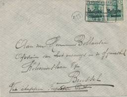 512/20 - Enveloppe TP Germania Censure Des Etapes De GENT 1916 Vers BXL - Origine Manuscrite EECLOO - OC26/37 Staging Zone