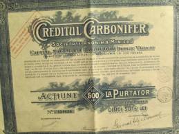 Creditul Carbonifer/Société Miniére/Action De 500 Lei Au Porteur/BUCAREST/Roumanie/1927         ACT33 - Bergbau