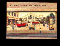 LYON Mur Peint Histoire Des Transports En Commun TCL Tramway  Bus Autobus ( Publicité Chocolat Menier - Lyon 3