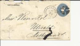 USA ENTERO POSTAL DE SAN FRANCISCO A UTRECH HOLANDA 1880 AL DORSO MAT LLEGADA CON DEFECTOS - ...-1900