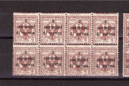 ITALY - TRENTO E TRIESTE  1919 Overprinted Sassone Cat N° 2 Block Of 8 Very Fine MNH - Trento & Trieste