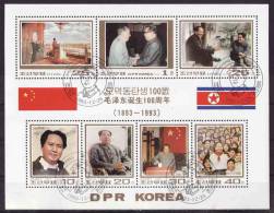 KOREA NORTH 1993 Sc#3287 Mao Birth Contennial, Complete Set In A Sheets Of 7 CTO - Fari