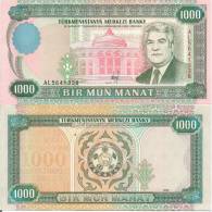 Turkmenistan P8, 1000 Manat, Niazov / Biulding  $12 CV - Turkmenistan