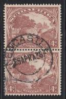 South Africa Used Scott #40 4p Native Kraal Vertical Pair, Watermark Inverted, Possible Revenue Cancel - Usati