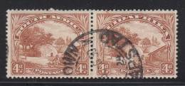 South Africa Used Scott #41 4p Native Kraal Horizontal Pair, Watermark Inverted - Usati