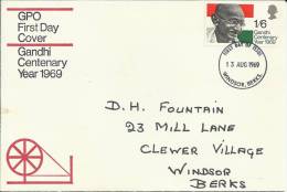 INGLATERRA SPD GANDHI CENTENARY MAT WINDSOR 1969 - Mahatma Gandhi