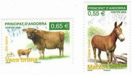 French Andorra / Animals / Donkey / Cows - Unused Stamps