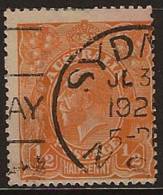 AUSTRALIA 1918 1/2d Orange KGV U SG 56 PS234 - Oblitérés