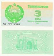 Uzbekistan P62a, 3 Sum, Arms / Mosque - Oezbekistan