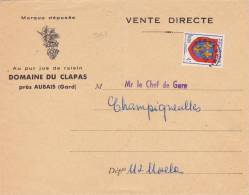 9047# PREOBLITERE N° 105 ANJOU / LETTRE JUS DE RAISIN CLAPAS AUBAIS NORD CHAMPIGNEULLES MEURTHE CHEF DE GARE - 1953-1960