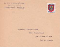 9043# PREOBLITERE N° 105 ANJOU / LETTRE A LA SAUVAGINE FRANCAISE PARIS Pour STE LIVRADE SUR LOT GARONNE - 1953-1960