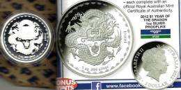 AUSTRALIA $1 DRAGON ANIMAL LUNAR YEAR FRONT QEII HEAD BACK 2012 1Oz .999 AG SILVER PROOF READ DESCRIPTION CAREFULLY!!! - Otros & Sin Clasificación