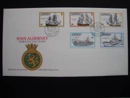 Alderney 43/7 FDC, Kriegsschiffe Der Englischen Flotte Mit Namen „Alderney“ - Alderney